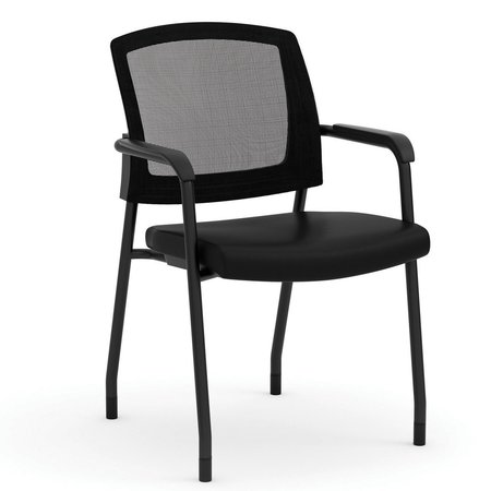 OFFICESOURCE Parson Collection Micro Mesh Back Side Chair with Arms 3128GNSABK